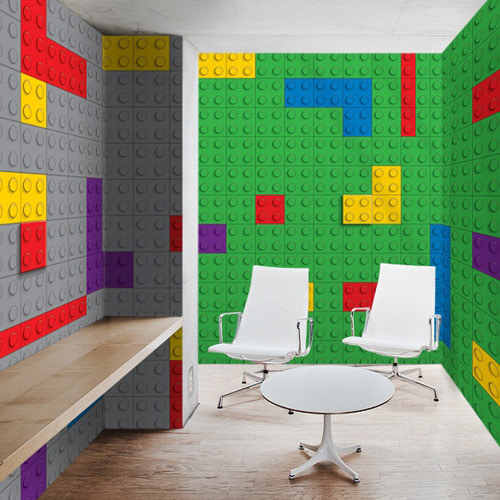 뮤럴벽지 디자인벽지 (KW2560) 레고상자 /인테리어벽지/아트벽지/블록/사무실벽지