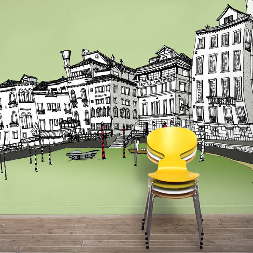 뮤럴벽지 디자인벽지 (AW0180) 베네치아3 /인테리어벽지/아트벽지/유럽풍/그림벽지/카페벽지