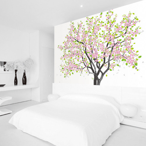 뮤럴벽지 디자인벽지 (AW1340) 봄날의기억 /인테리어벽지/아트벽지/그림/꽃/벚나무/벚꽃