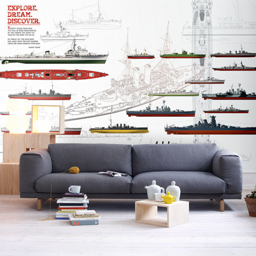 뮤럴벽지 디자인벽지 (GW10110) Ship Collection /인테리어벽지/아트벽지/배/선박/그림/유니크
