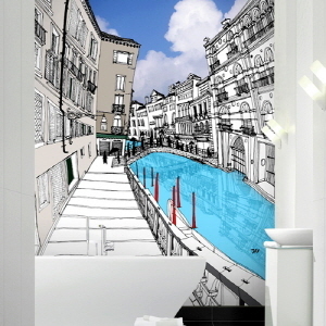 뮤럴벽지 디자인벽지 (AW0320) 베네치아 뒷골목 /인테리어벽지/아트벽지/유럽풍/그림벽지/카페벽지