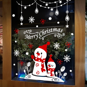 크리스마스스티커 룰루랄라 눈사람 가랜드 (JMCS3_030) /눈꽃스티커/크리스마스/성탄절/겨울/시즌스티커/창문데코