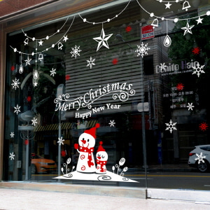 크리스마스스티커 반짝이는 성탄절 눈사람02 (JMCS3_044) /눈꽃스티커/크리스마스/성탄절/겨울/시즌스티커/창문데코
