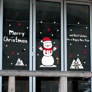 크리스마스스티커 눈사람 브라더 소형 A (JMCS3_083) /눈꽃스티커/크리스마스/성탄절/겨울/시즌스티커/창문데코