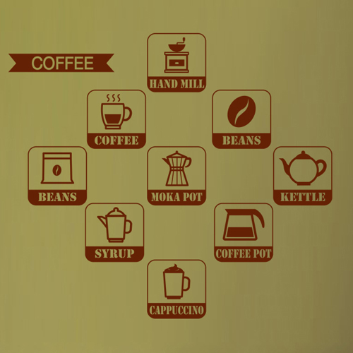그래픽스티커 cs087-커피집 아이콘들