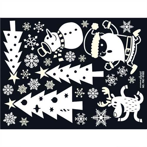 크리스마스 스티커(PSC-61022) 루돌프와 산타/눈꽃스티커/야광스티커/크리스마스스티커