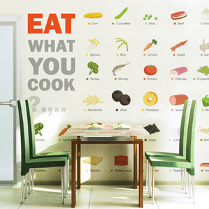 뮤럴벽지 디자인벽지 (IWC2380) EAT WHAT YOU COOK /인테리어벽지/아트벽지/키친/요리/주방/레스토랑/food