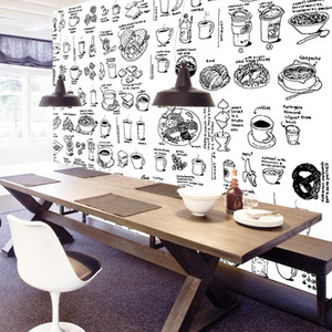 뮤럴벽지 디자인벽지 (IW0520) 푸드스토리 /인테리어벽지/아트벽지/손그림/회화/메뉴/음식/food/식당/키친벽지