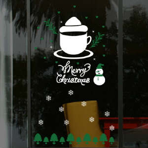 러블리커피와 눈사람 (ca750) 크리스마스 눈꽃스티커