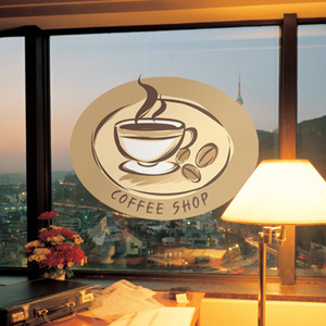 그래픽스티커 ih137-커피와원두가있는둥근라벨(중형)