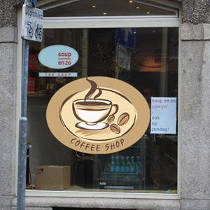 그래픽스티커 ih138-커피와원두가있는둥근라벨(대형)