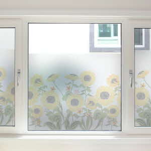 ih759-해바라기꽃밭 /인테리어안개글라스시트지/반투명/에칭/식물/꽃