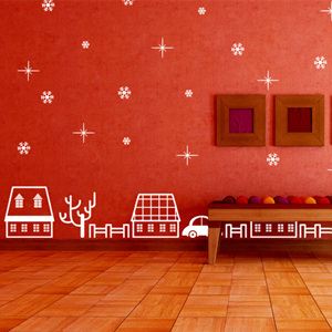 그래픽스티커 ij023-크리스마스날 눈 내리는 마을