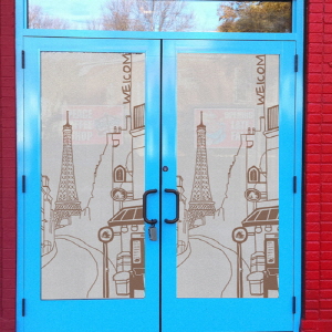 무점착유리시트 ij036_m-에펠탑이 보이는 파리의 카페거리2_유리문시트지