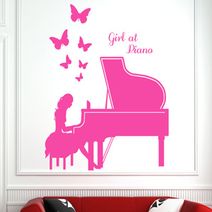 그래픽스티커 ip237-피아노 치는 소녀(대형)