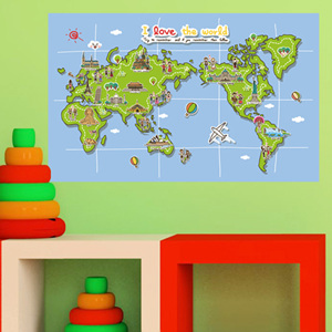 그래픽스티커 ip265-어린이세계지도(소형)