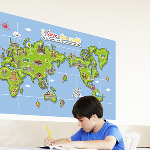 그래픽스티커 ip266-어린이세계지도(중형)