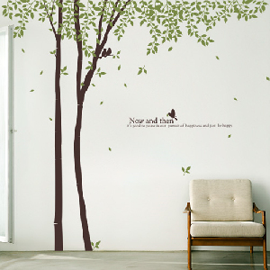 그래픽스티커 ph092-나뭇잎이흩날리는자작나무숲