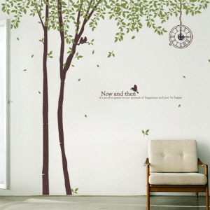 ph212-나뭇잎이흩날리는자작나무숲_그래픽시계 /스티커