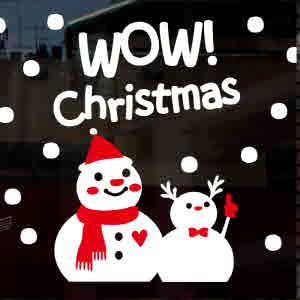 (CHW-251) 와우 눈사람과 루돌프 /눈꽃스티커/크리스마스장식/성탄절데코/유리창데코스티커