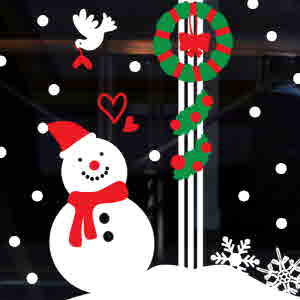 (CHW-271) 눈사람의 첫사랑 /눈꽃스티커/크리스마스장식/성탄절데코/유리창데코스티커