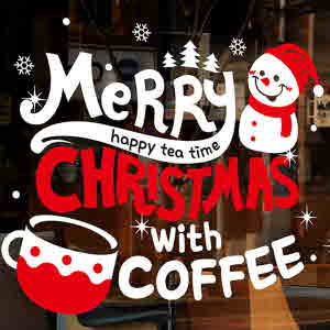 (CHW-314) 따뜻한 커피와 함께 /눈꽃스티커/크리스마스장식/성탄절데코/유리창데코스티커