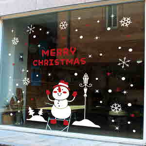 (CHW-332) 눈사람과 가로등 /눈꽃스티커/크리스마스장식/성탄절데코/유리창데코스티커