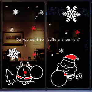 크리스마스스티커 ts004-눈사람만들자2 /눈꽃송이/겨울/성탄절/창문데코/새해스티커